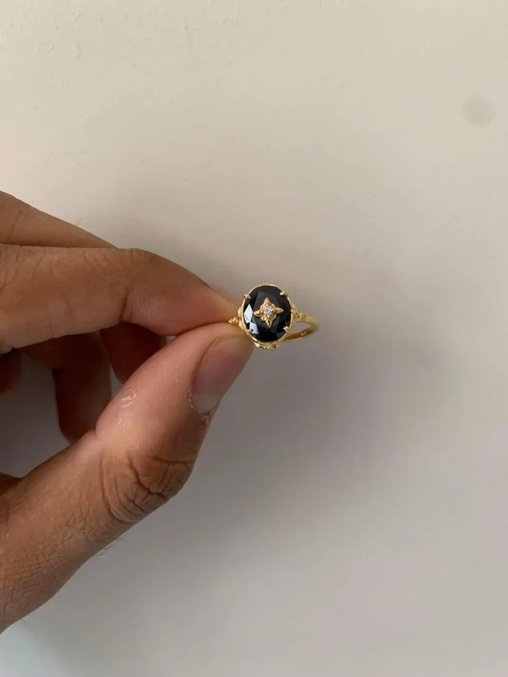 Dainty Black Onyx Vintage Ring - 925 Sterling Silver Oval Cut Gemstone Jewelry
